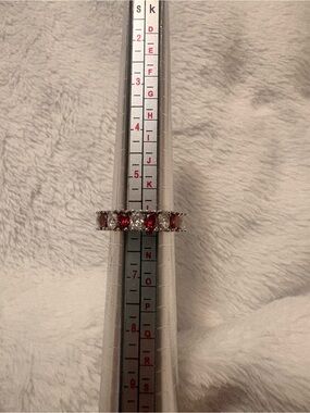 Red and Clear Moissanite  Eternity Band Size 6